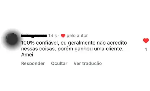 Depoimento: 100% confiável, ganhou uma cliente