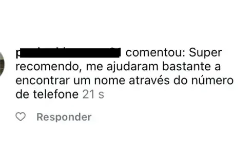Depoimento: recomendação para encontrar nome pelo telefone